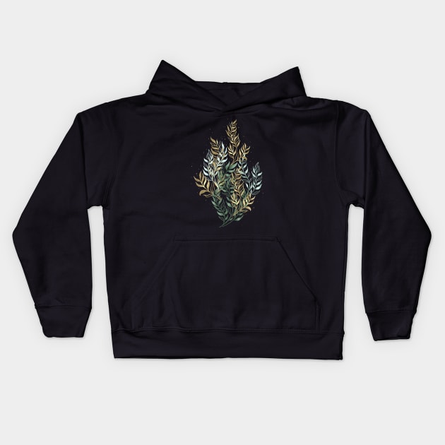 Delicate golden leaves Kids Hoodie by Incredible worlds